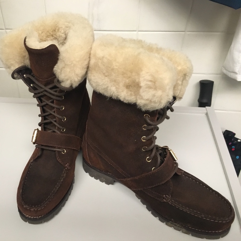 Ralph Lauren suede and lamb skin boots